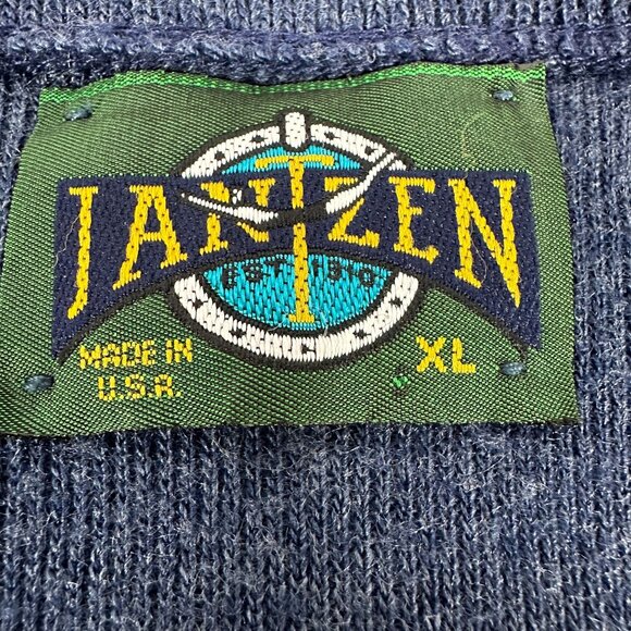 Janzen Mens XL Navy Blue Knit Sleeveless Sweater Vest Vintage V Neck Made In USA - Picture 5 of 5